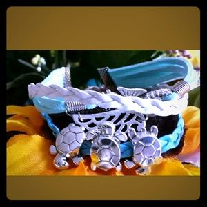 Unique White & Aqua Beach Inspired Bracelet